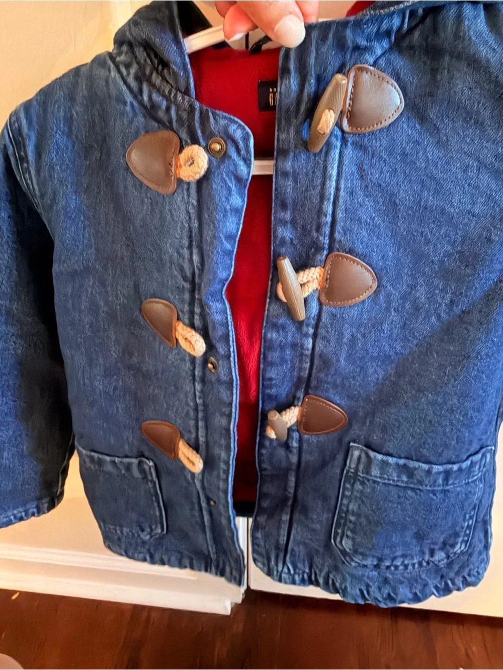 GAP X Paddington Kids Blue Denim coat with Red fleece Lining